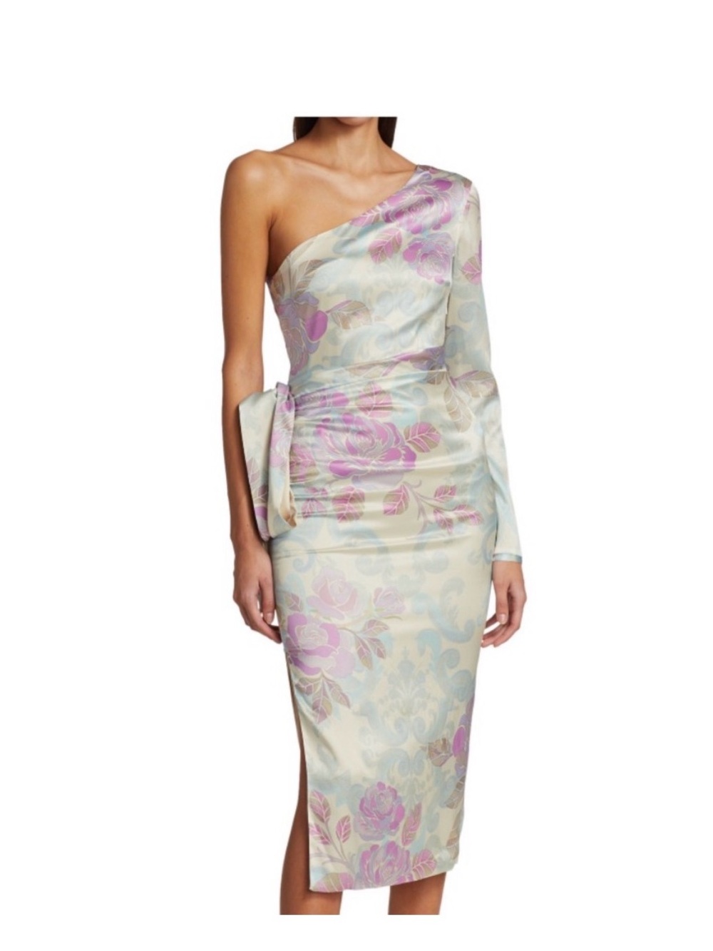 💜NWT Adriana Iglesias $895 RRPOne-Shoulder Pastel Floral  Dress